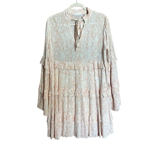 KARLIE Dresses & Skirts - KARLIE Tiered Flutter Tunic Dress Womens Medium Multicolor Print Fairy Gauze